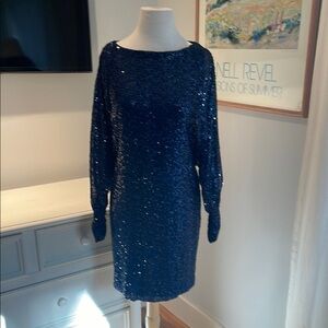 Elegant Navy Sequin Dress